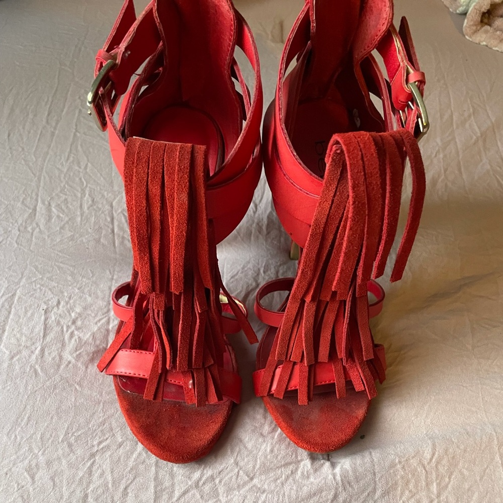 Red Fringe Heels